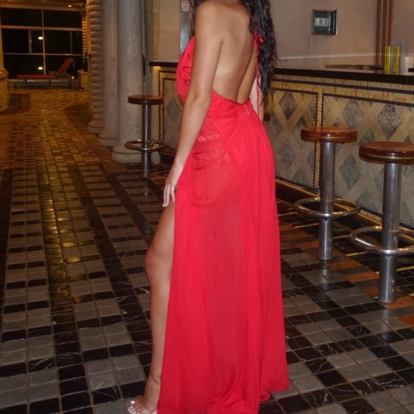 House of CB Red Halter Maxi - Picture 4 of 6